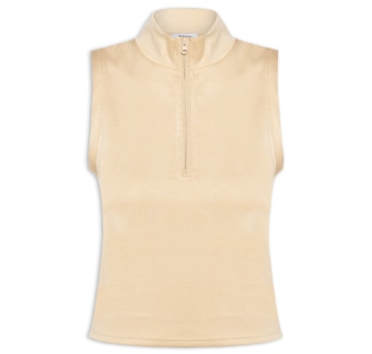 Regata Feminina Gola Alta Moletom - Bege
