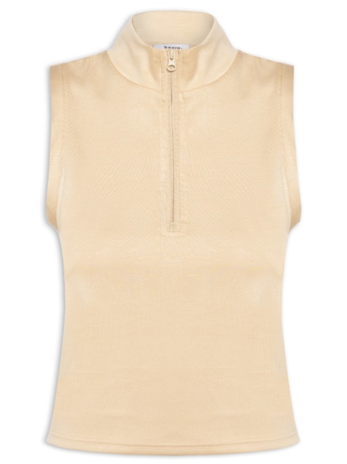 Regata Feminina Gola Alta Moletom - Bege