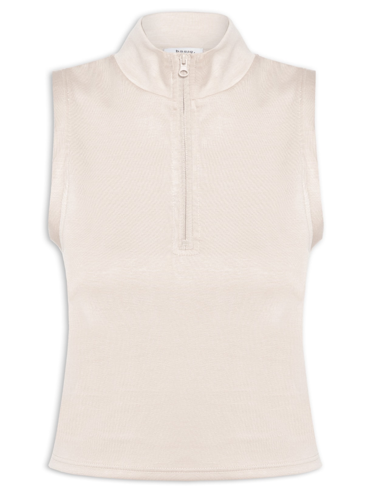 Regata Feminina Gola Alta Moletom Off White Basiq