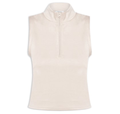 Regata Feminina Gola Alta Moletom - Off White