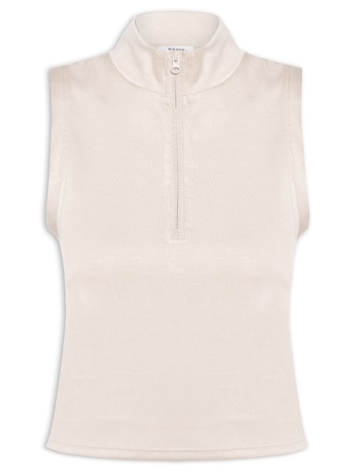 Regata Feminina Gola Alta Moletom - Off White