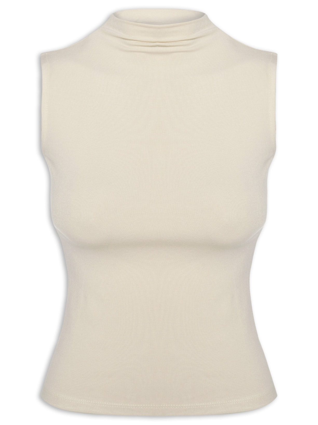 Regata Feminina Gola Alta Off White Basiq