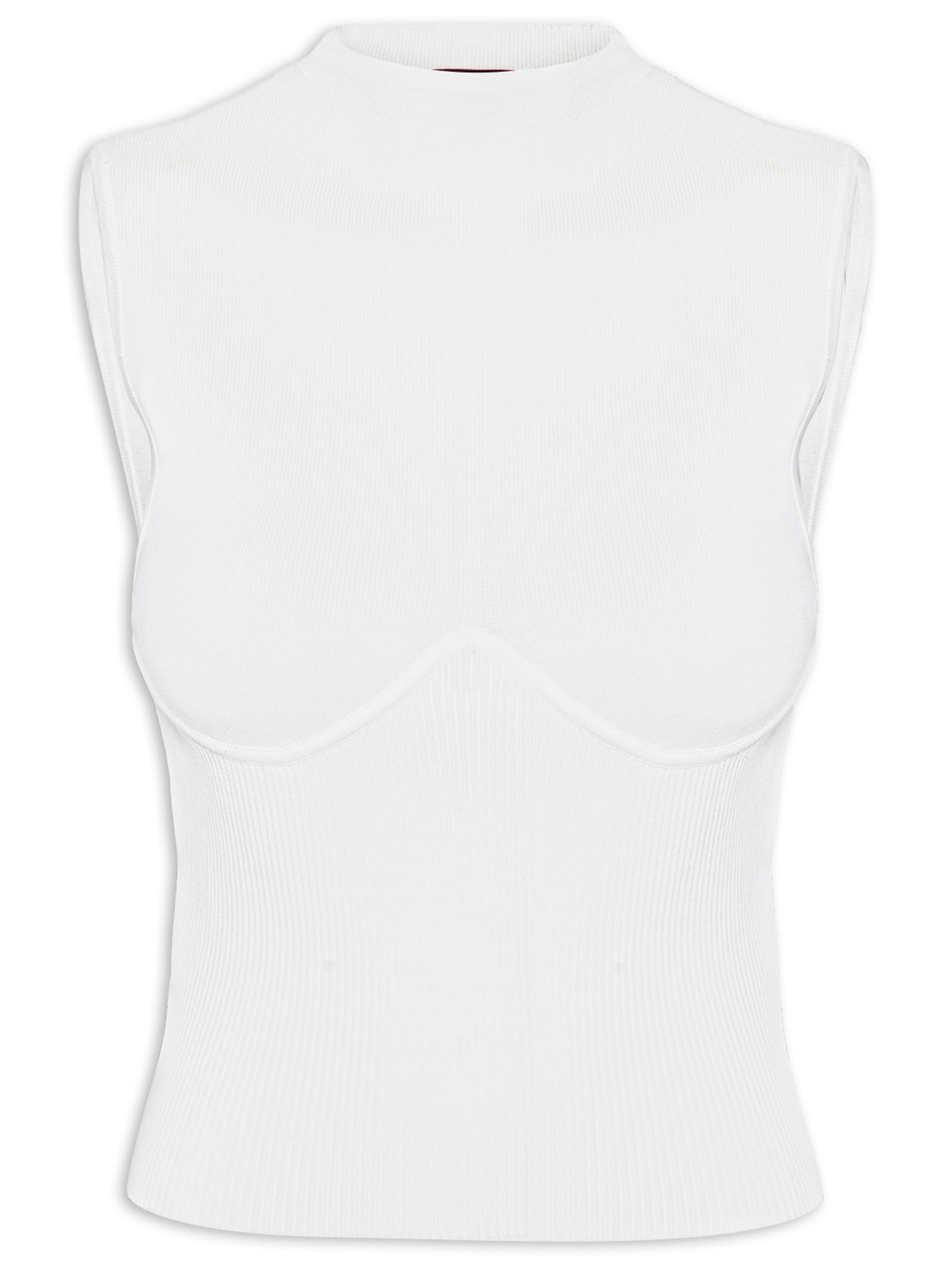 Regata Feminina Gola Alta Tricot - Branco