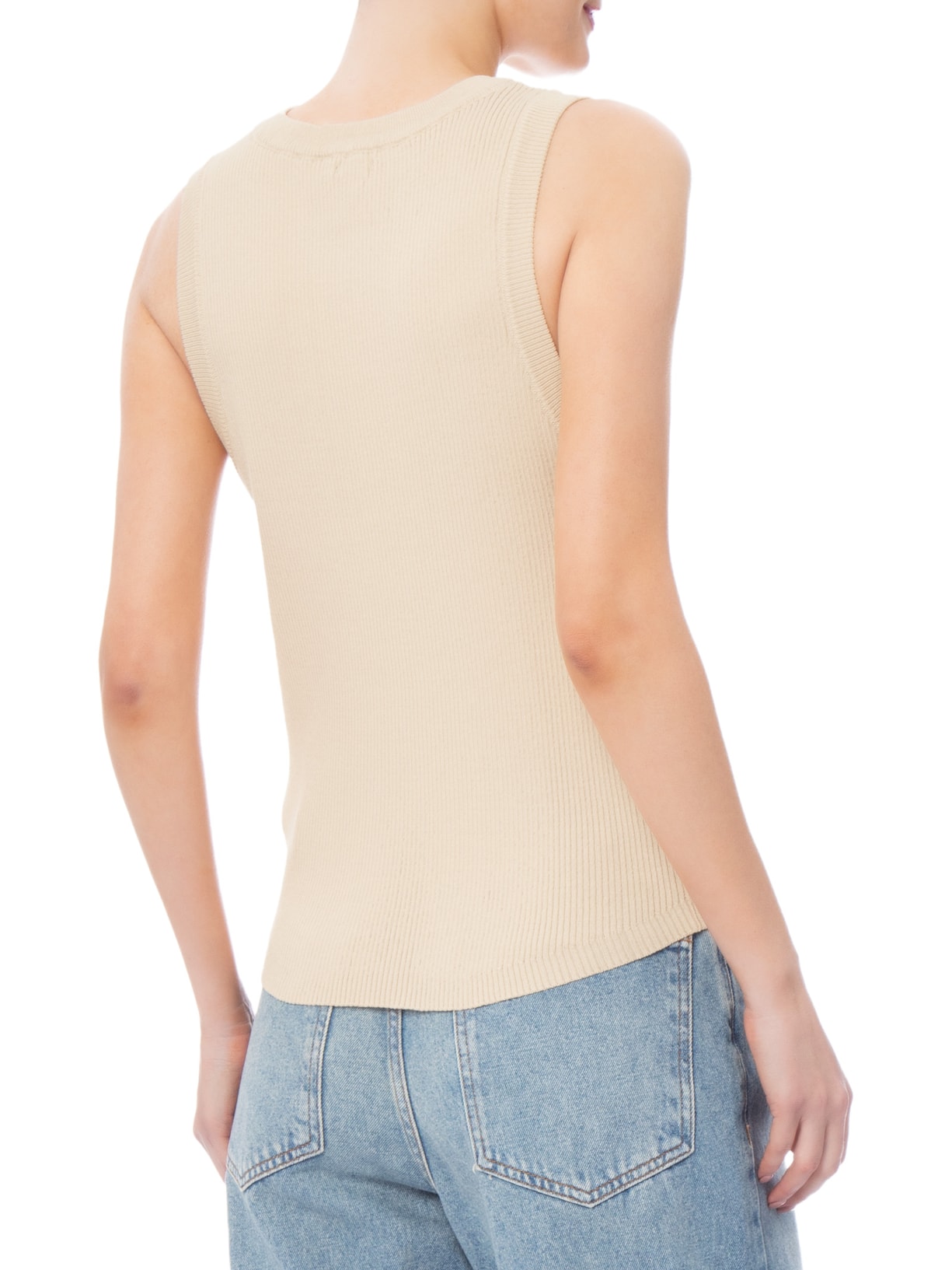 Regata Feminina Gola Redonda Alongada Off White Basiq