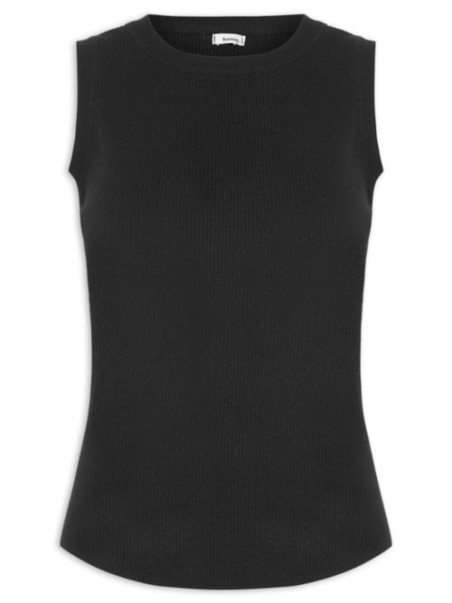 Regata Feminina Gola Redonda Alongada - Preto
