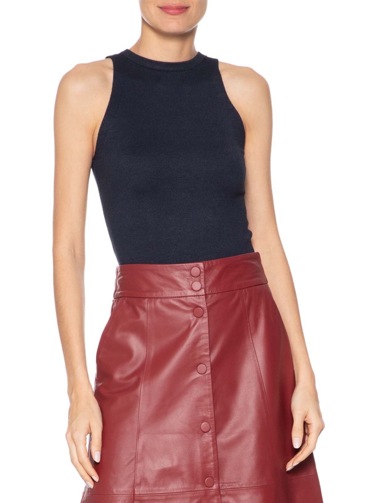 Regata Feminina Gola Redonda Em Tricot Azul '2Essential