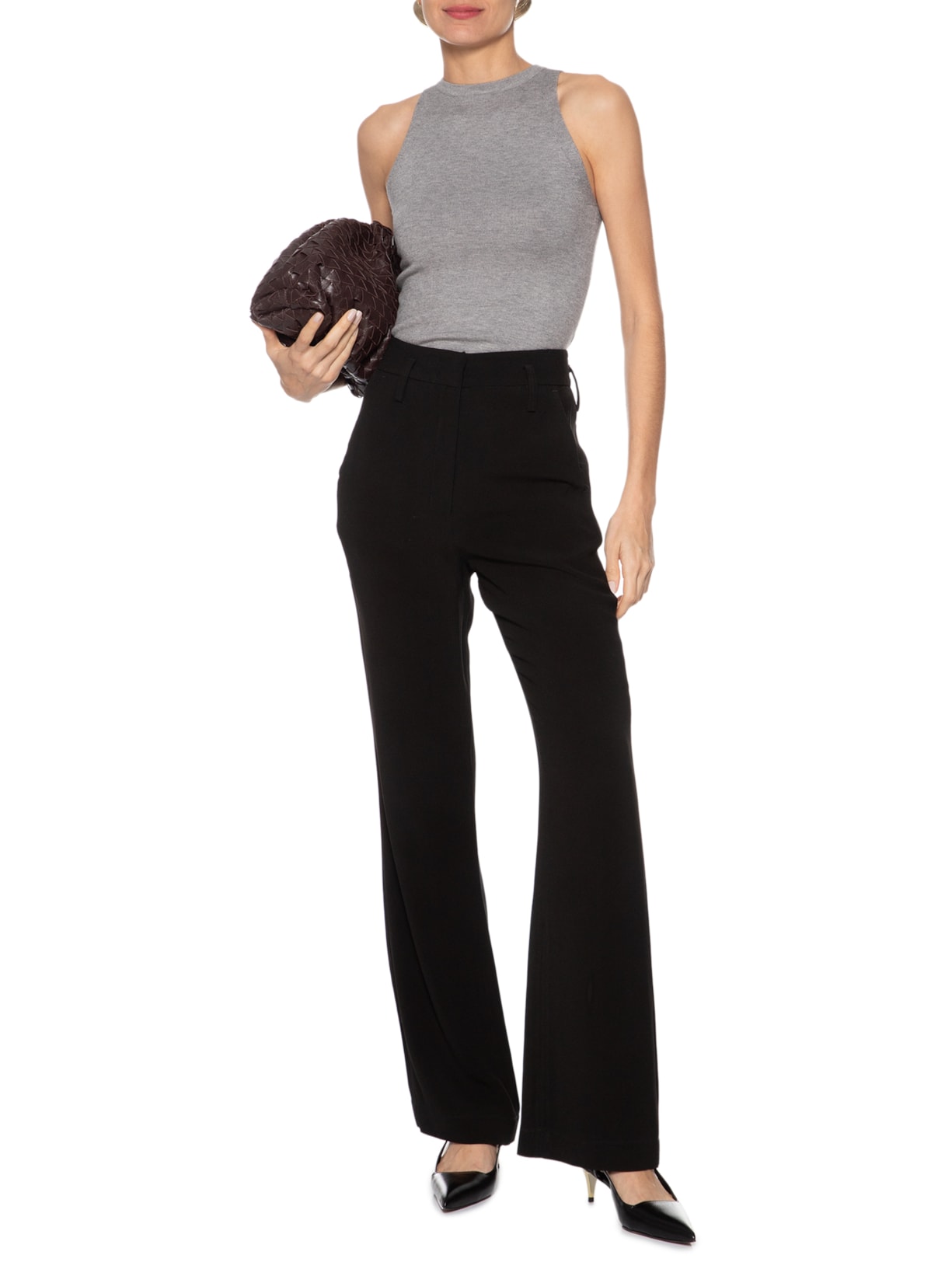 Regata Feminina Gola Redonda Em Tricot Cinza '2Essential