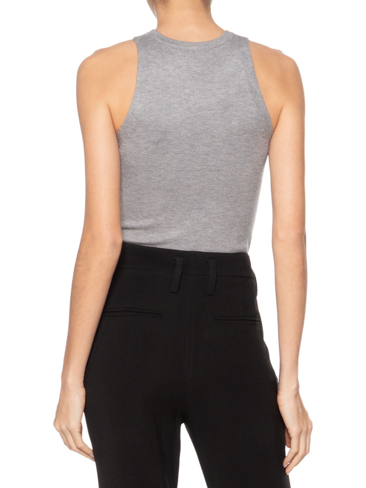 Regata Feminina Gola Redonda Em Tricot Cinza '2Essential