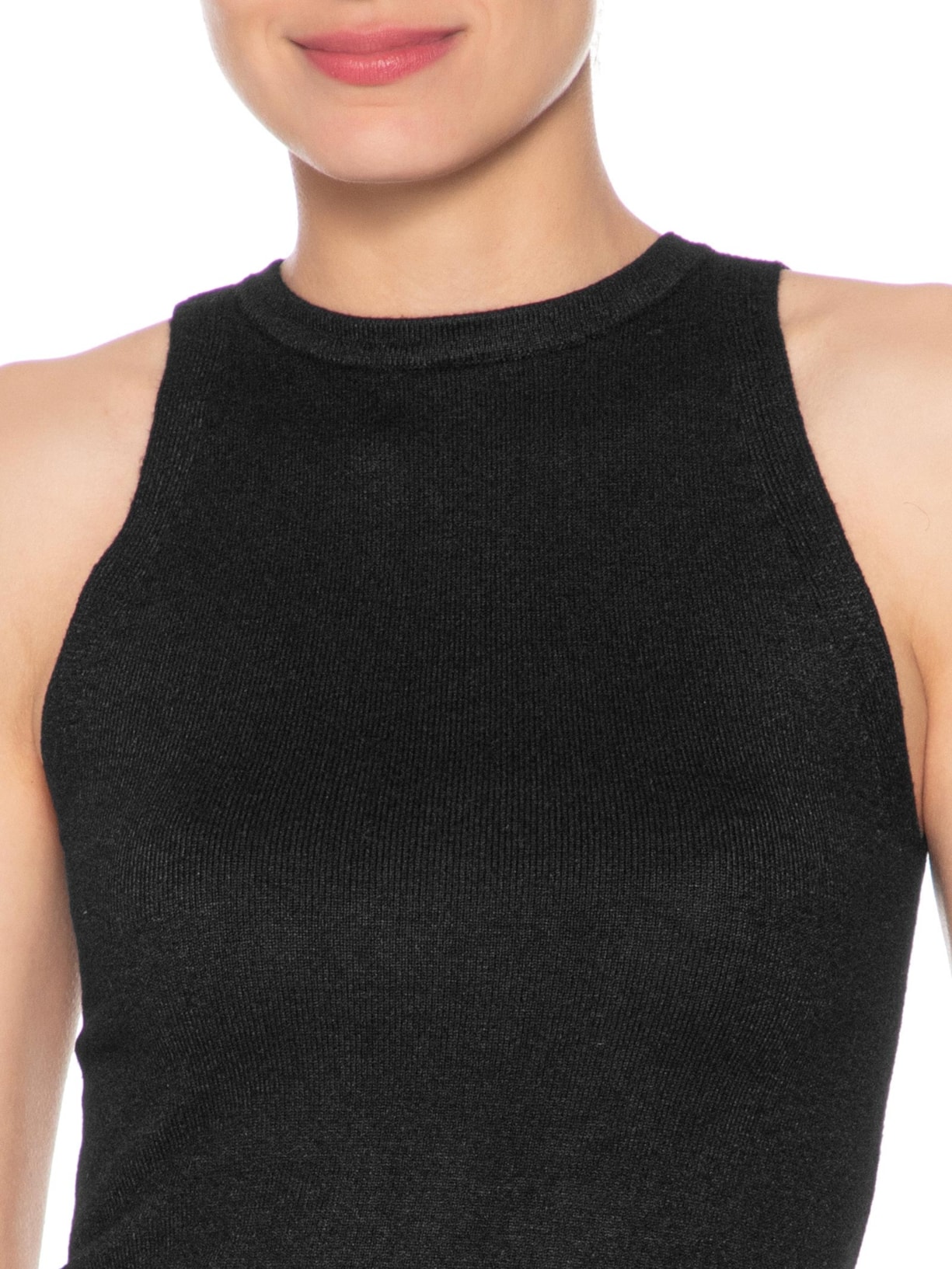 Regata Feminina Gola Redonda Em Tricot Preto '2Essential