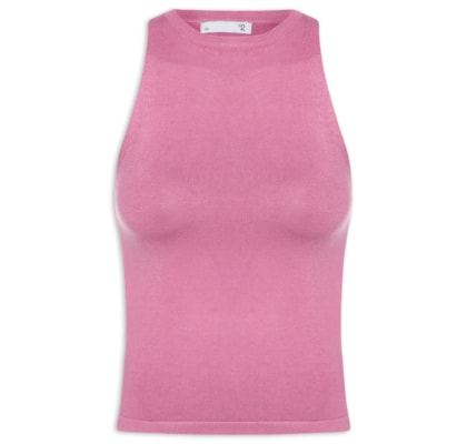 Regata Feminina Gola Redonda Em Tricot - Rosa