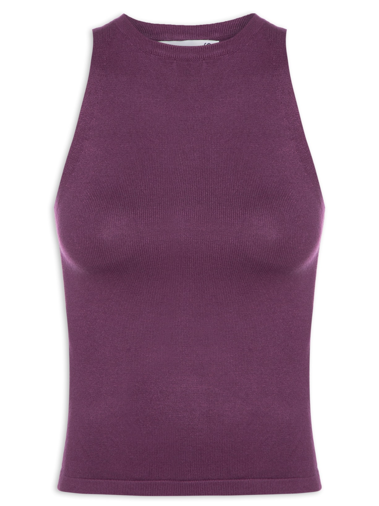 Regata Feminina Gola Redonda Em Tricot - Roxo