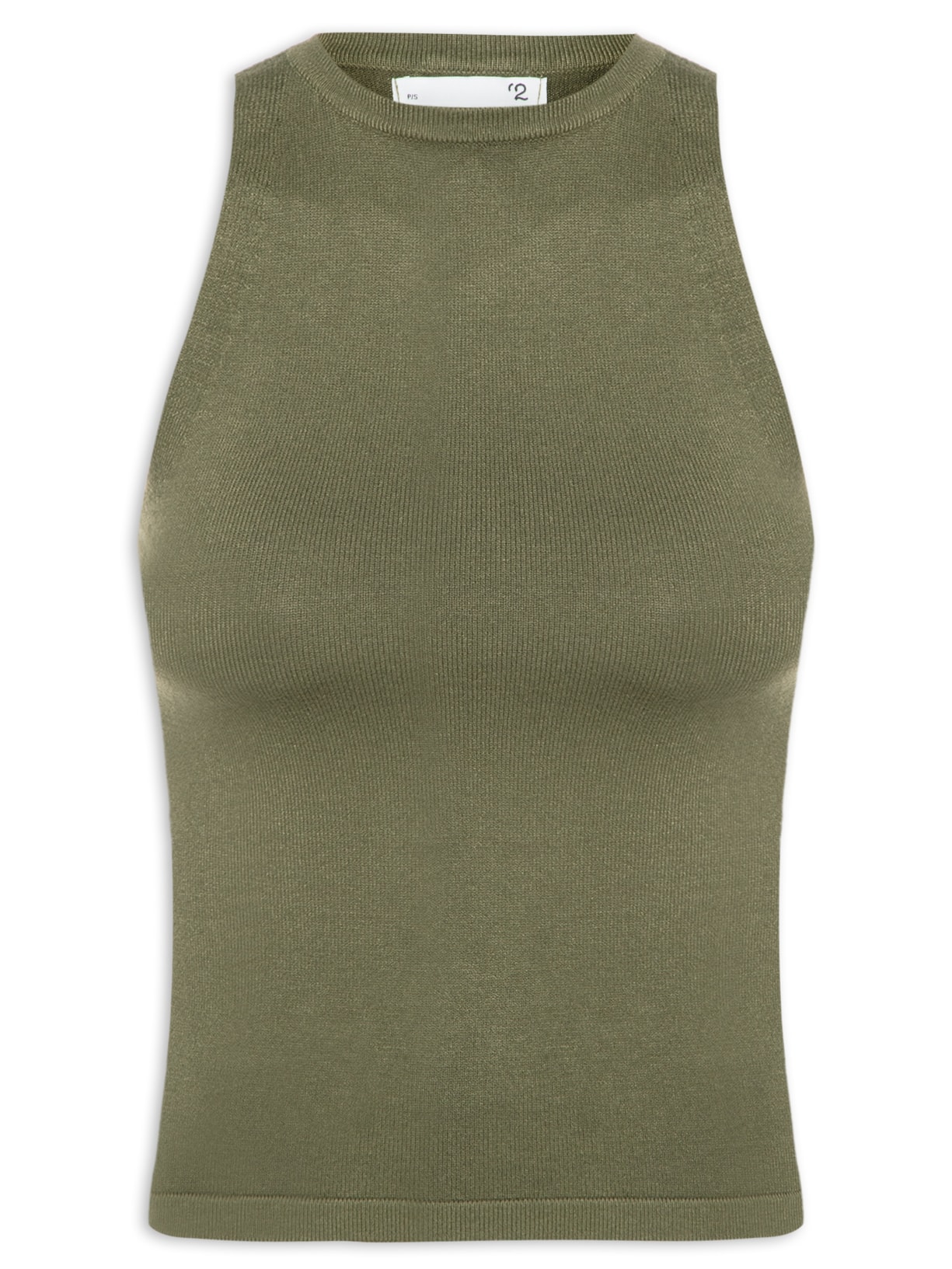 Regata Feminina Gola Redonda Em Tricot - Verde