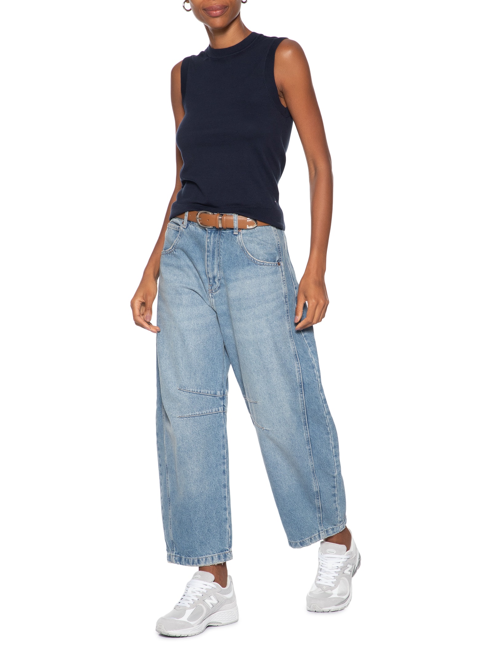 Regata Feminina Jersey Stitch Sl C-NK Swt - Azul - Tommy Hilfiger