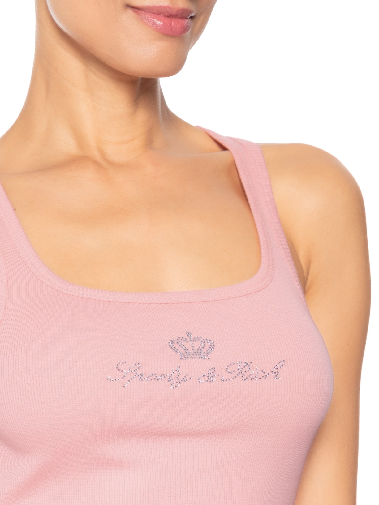 Regata Feminina Juicy Crown Ribbed Tank Rosa Sporty & Rich + Juicy Couture