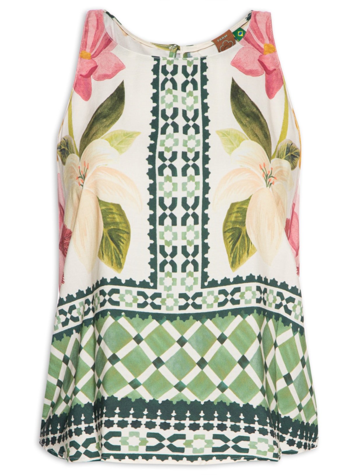 Regata Feminina Lenço Floral Biriba - Bege