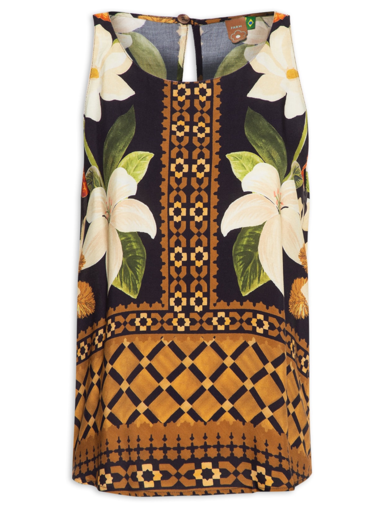 Regata Feminina Lenço Floral Biriba - Preto