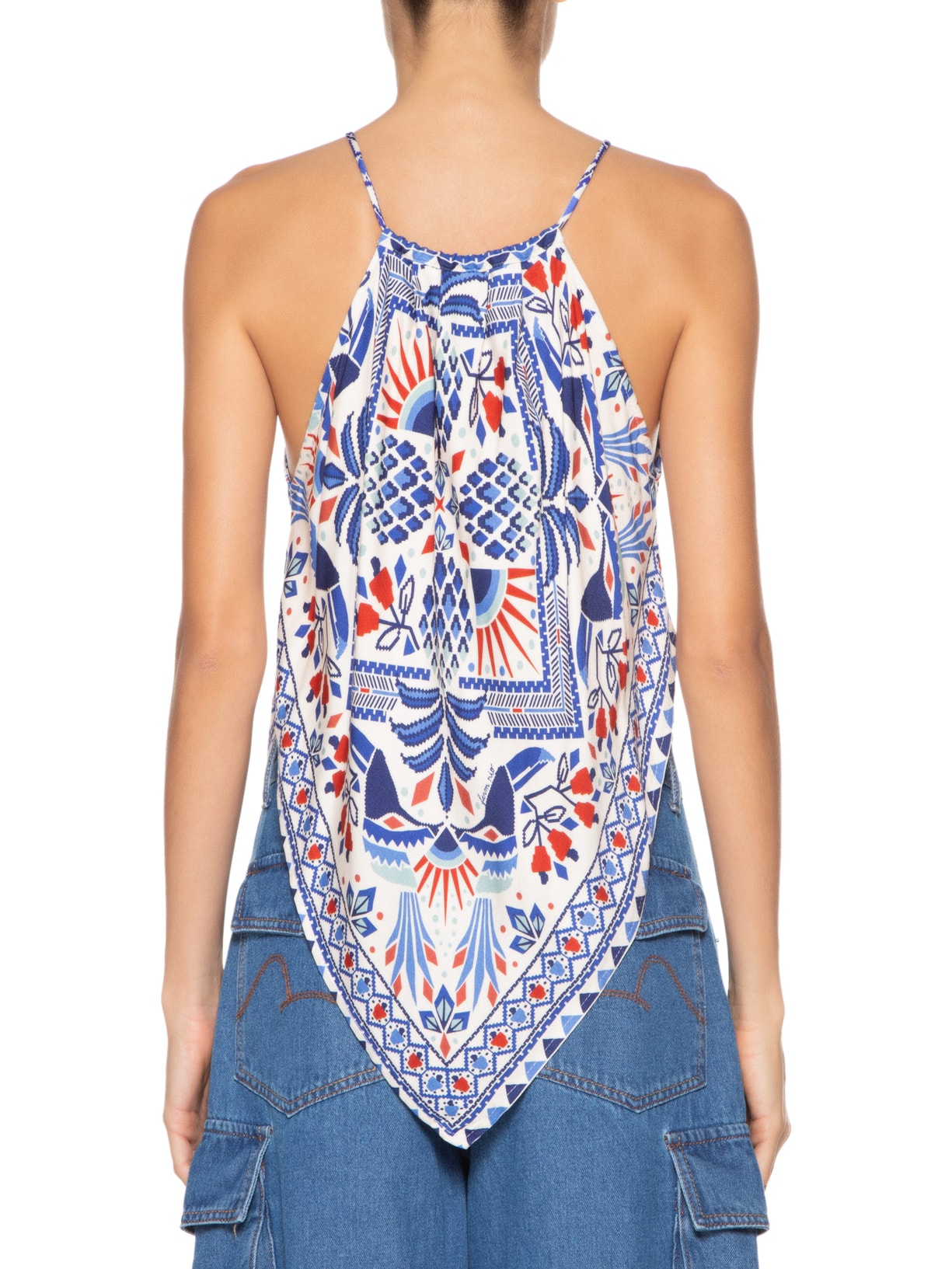 Regata Feminina Lenço Magia Tropical Azul Farm