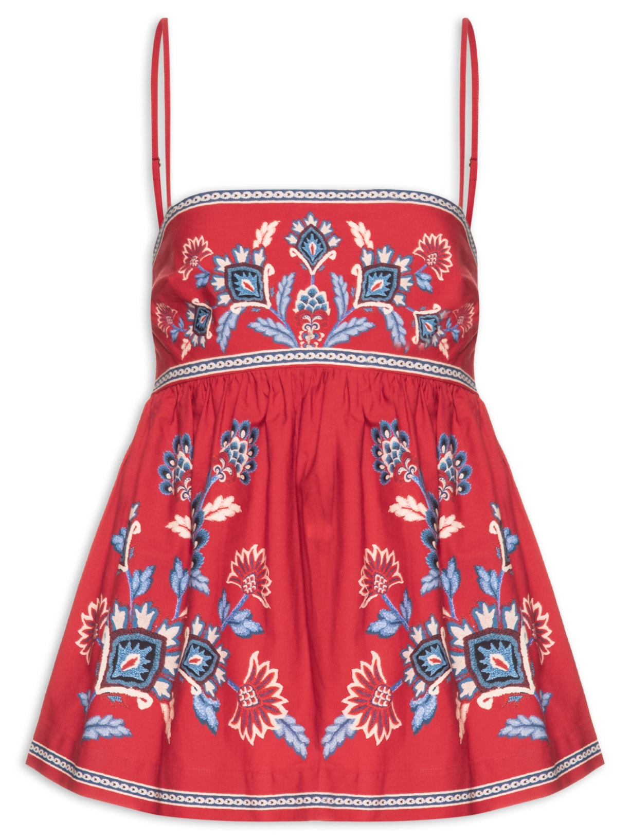 Regata Feminina Lenço Náutico - Vermelho