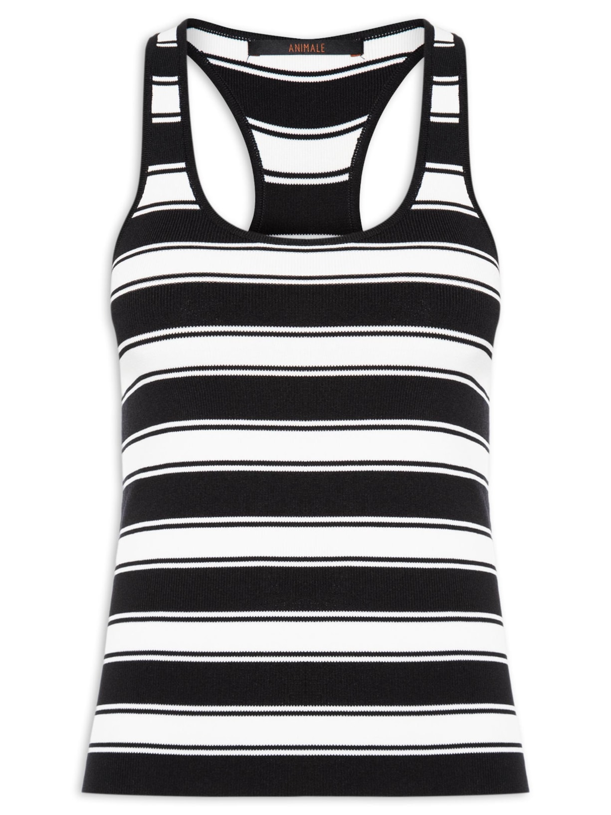 Regata Feminina Listra de Tricot Preto Animale