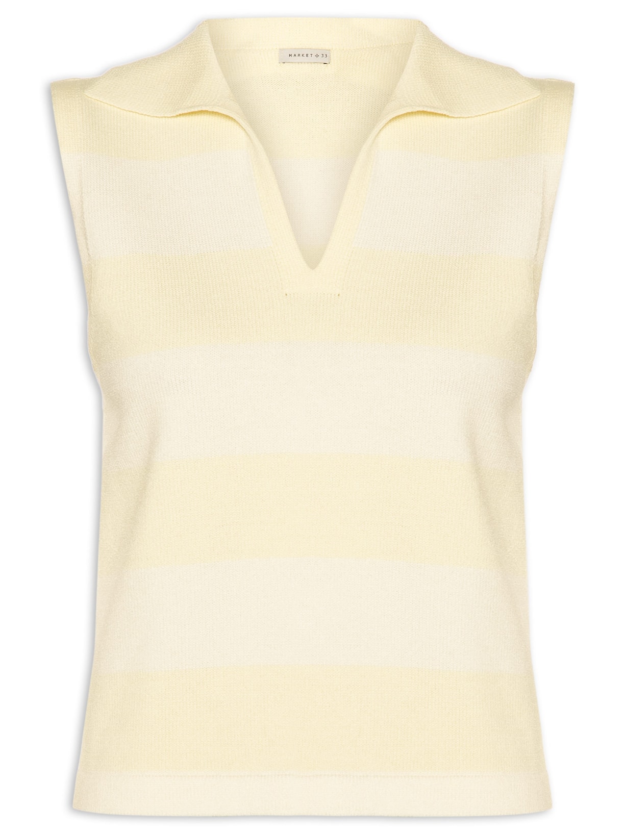 Regata Feminina Listrada Em Tricot Amarelo Market 33
