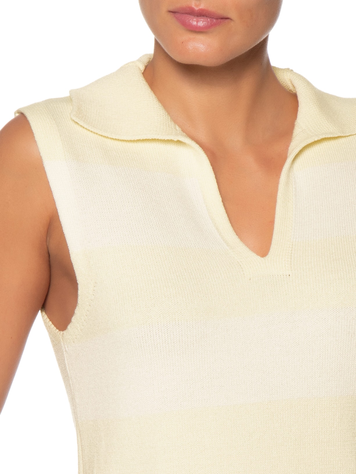Regata Feminina Listrada Em Tricot Amarelo Market 33