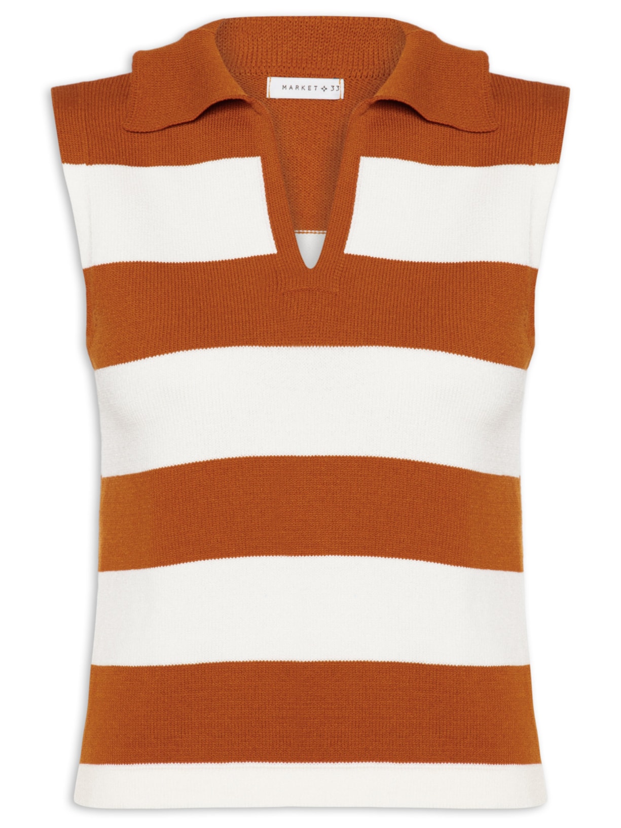 Regata Feminina Listrada Em Tricot Marrom Market 33