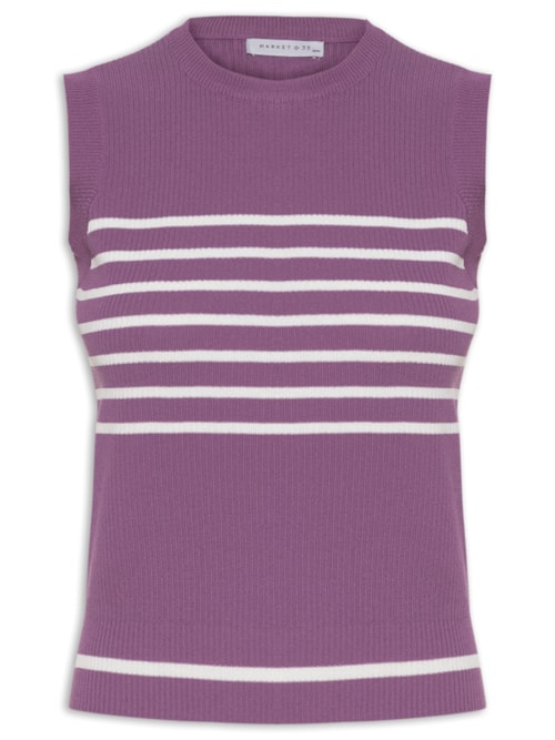 Regata Feminina Listrada Em Tricot - Roxo