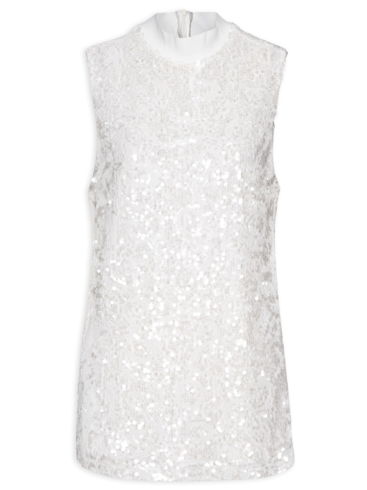 Regata Feminina Longa De Paetê - Branco