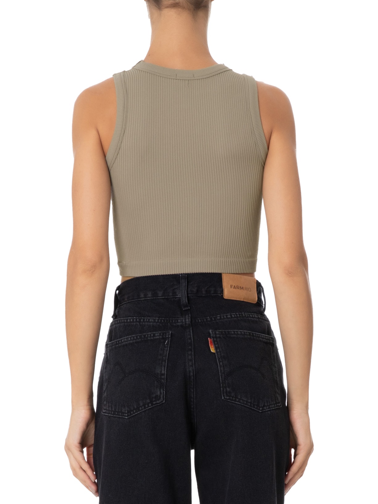 Regata Feminina Malha Canelada Cinza Basiq