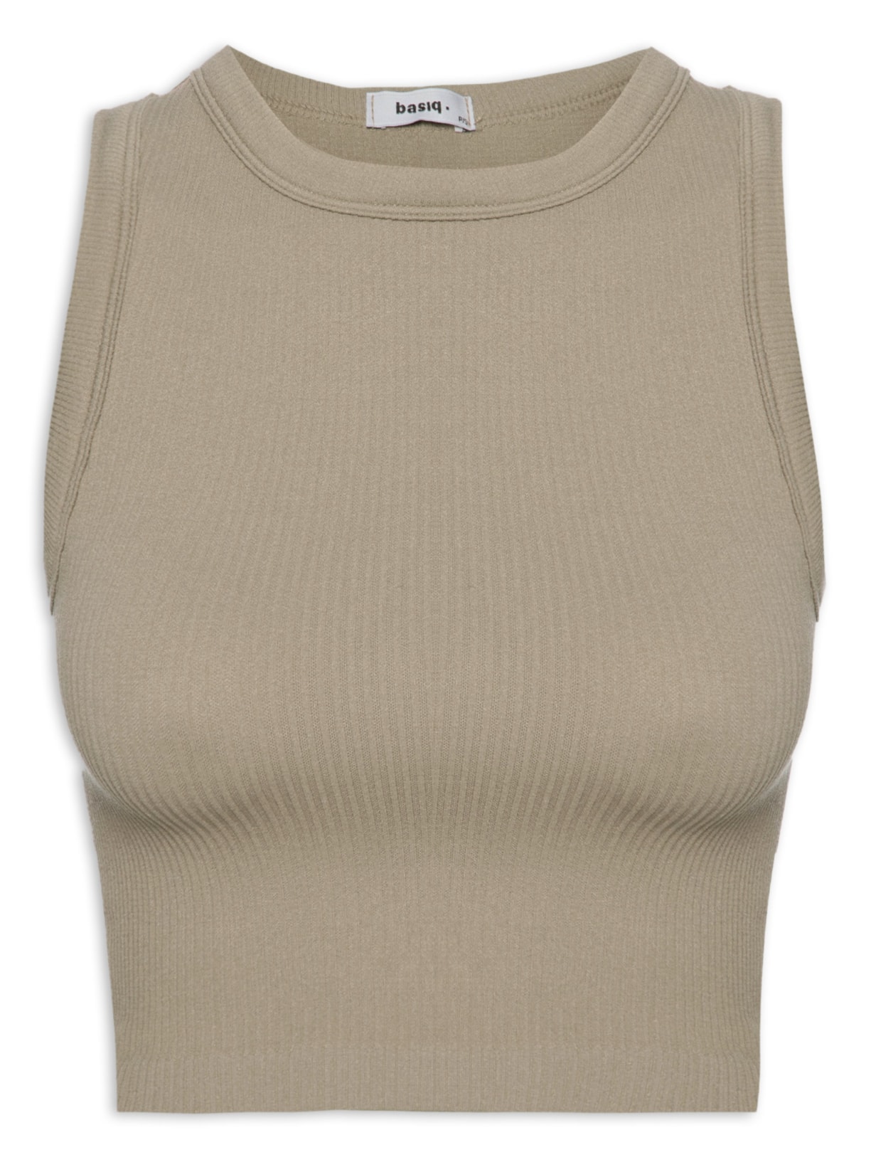 Regata Feminina Malha Canelada Cinza Basiq