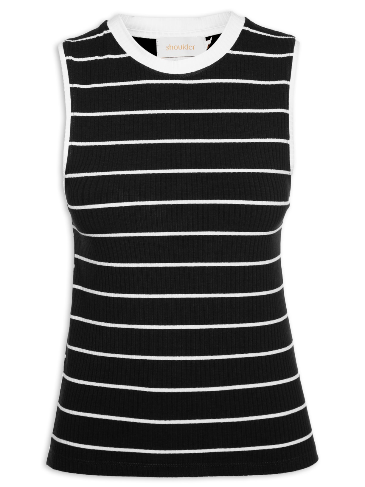 Regata Feminina Malha Canelada Listra - Preto