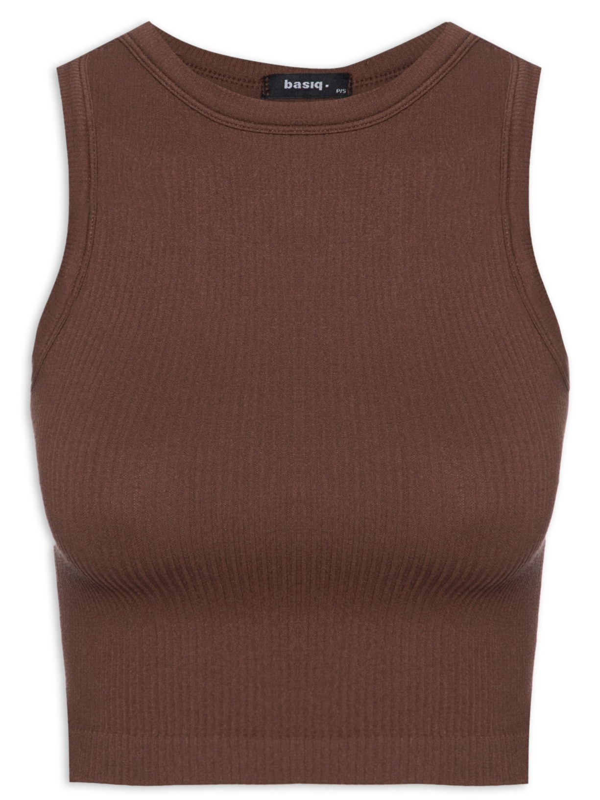 Regata Feminina Malha Canelada - Marrom