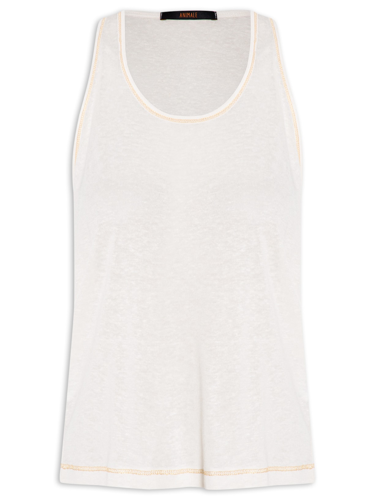 Regata Feminina Malha Decote U Lurex - Off White