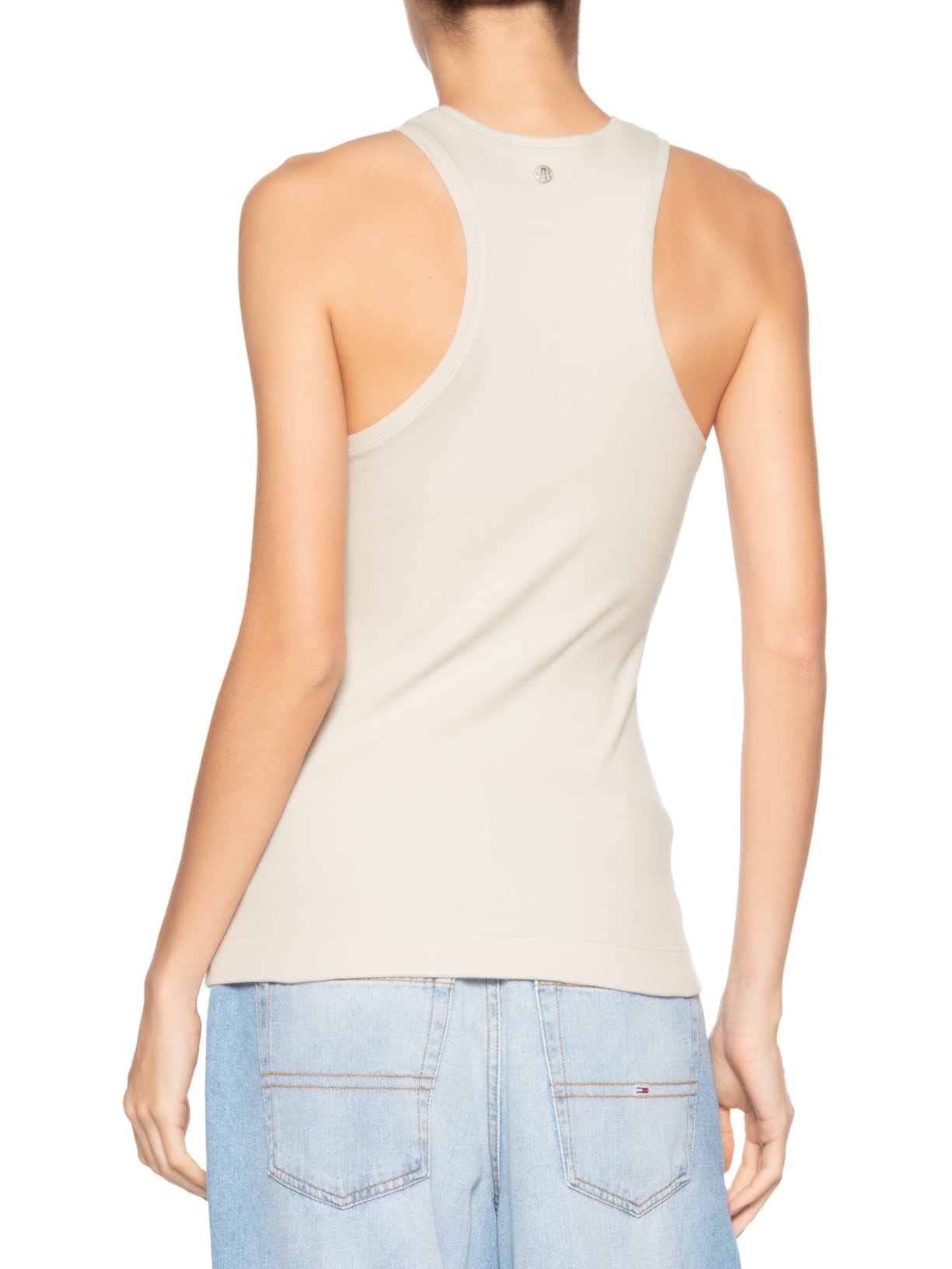 Regata Feminina Malha Halter Cinza Animale Jeans