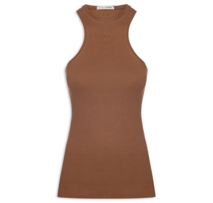 Regata Feminina Malha Halter - Marrom