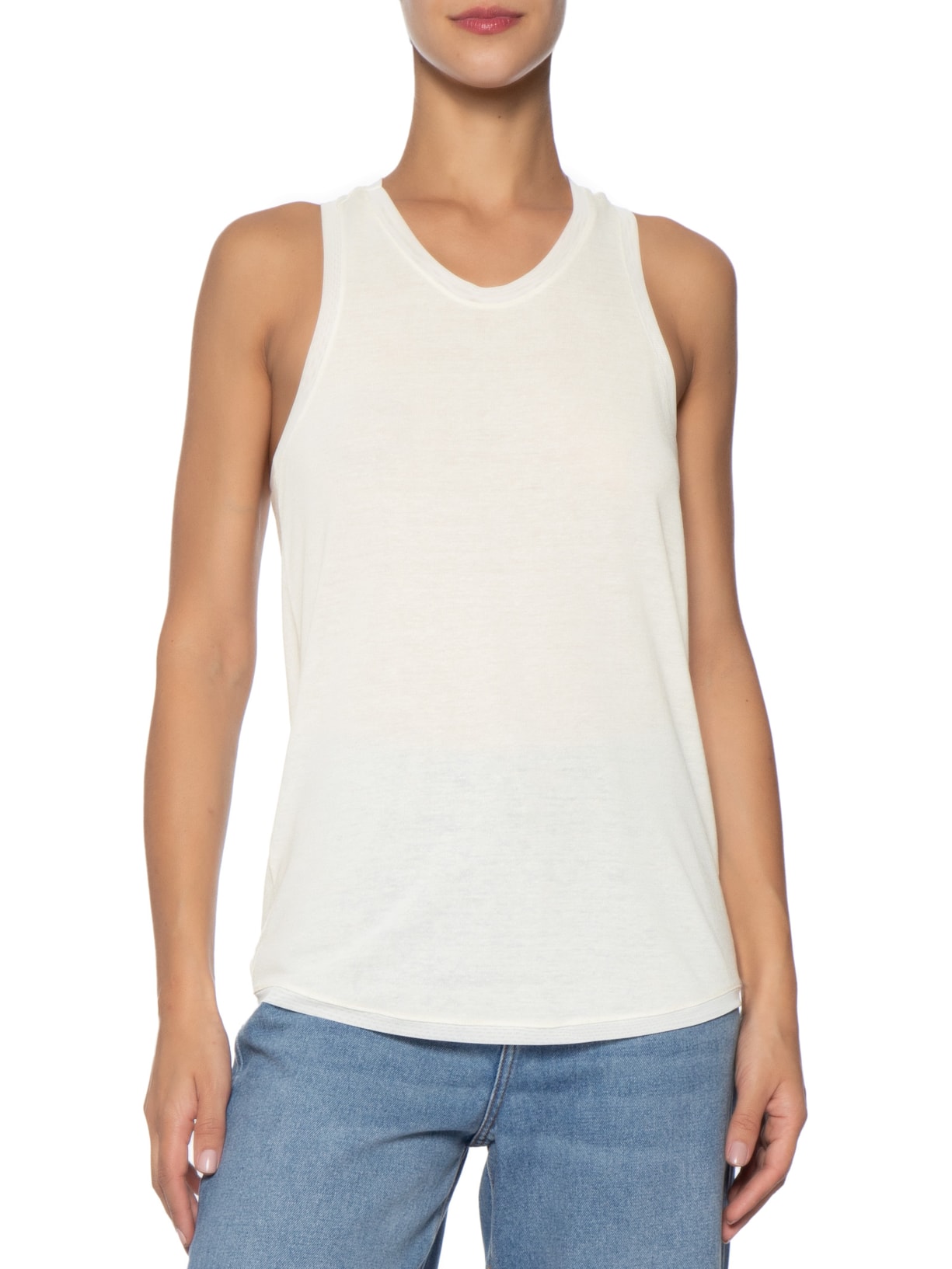 Regata Feminina Malha Linen Branco Osklen