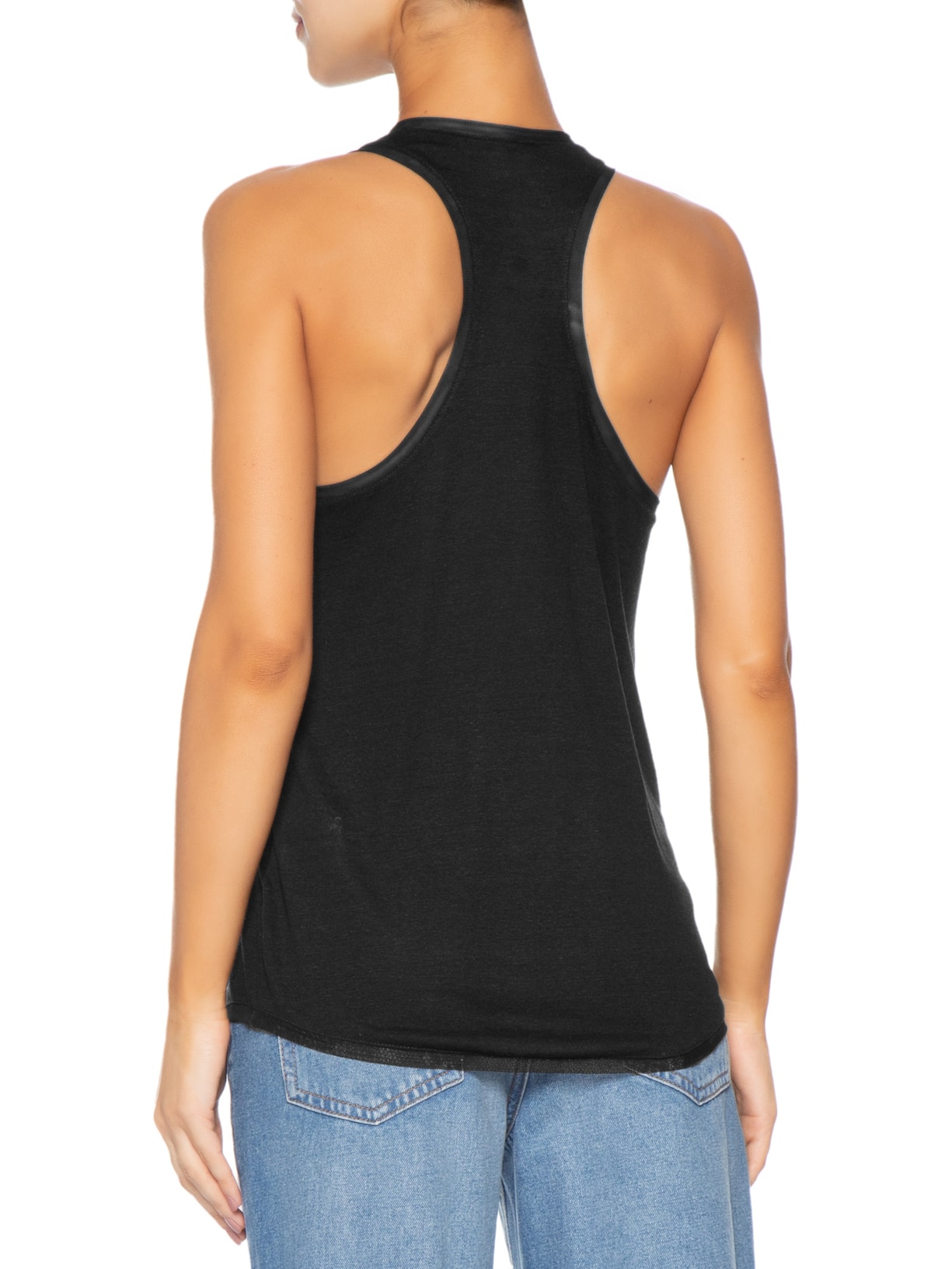 Regata Feminina Malha Linen Preto Osklen