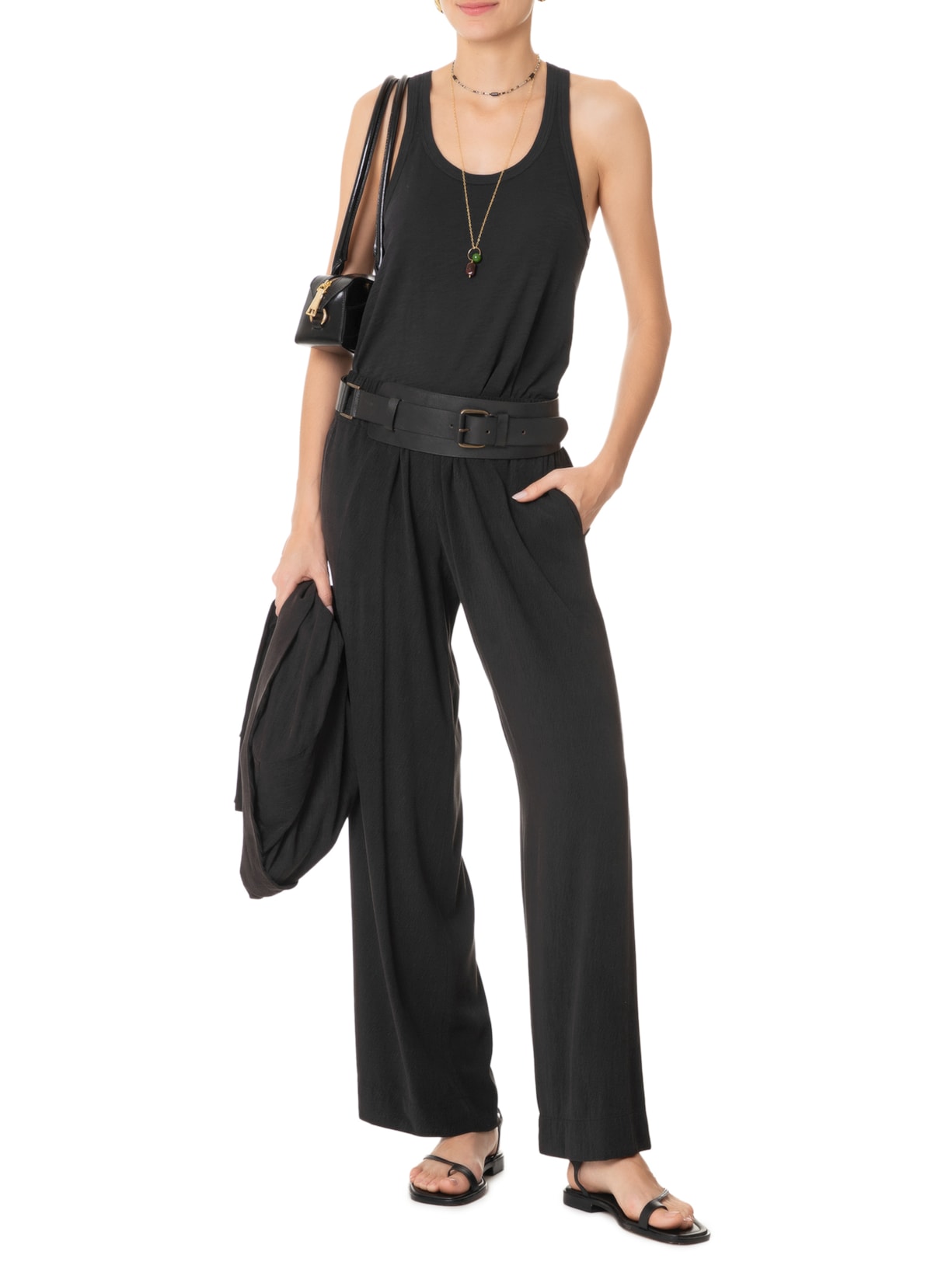 Regata Feminina Malha Nadador Preto Maria Filó