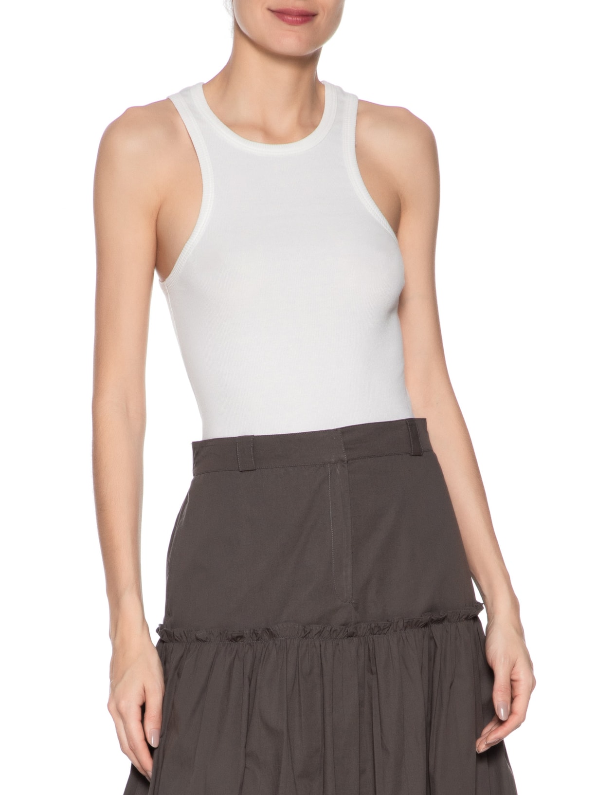 Regata Feminina Malha Rib Halter Neck Branco Animale Jeans