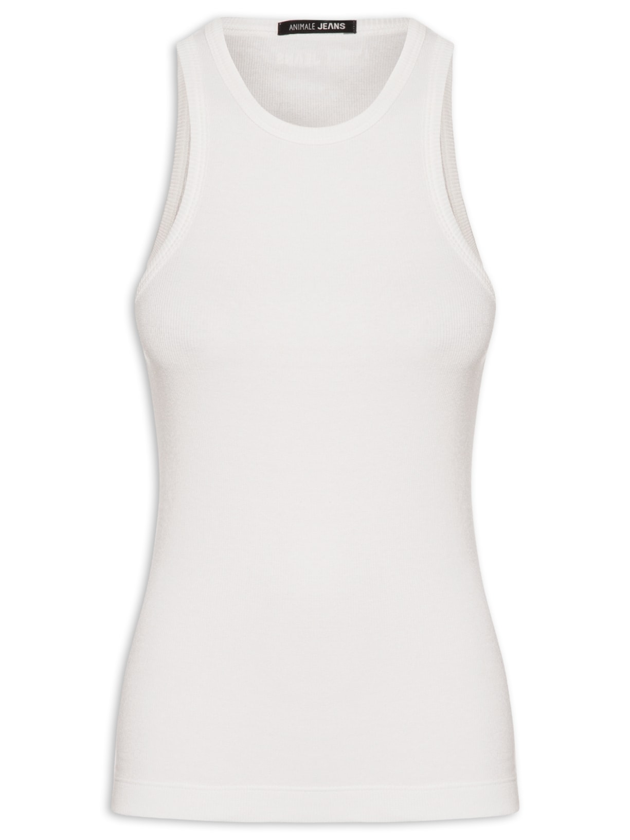 Regata Feminina Malha Rib Halter Neck Branco Animale Jeans
