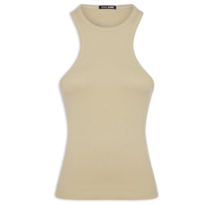 Regata Feminina Malha Rib Halter Nick - Bege