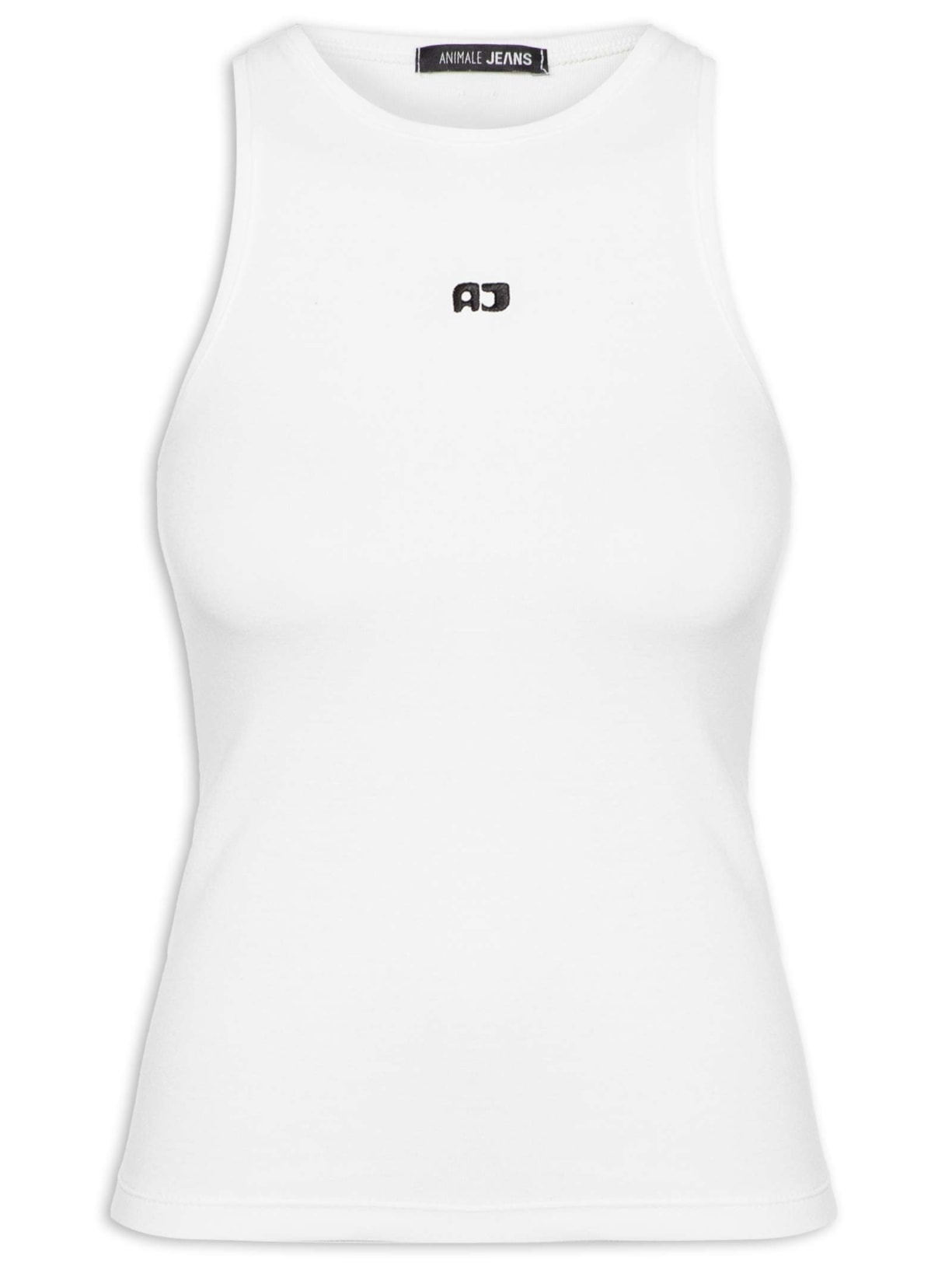 Regata Feminina Malha Rib Nadador Contraste - Branco