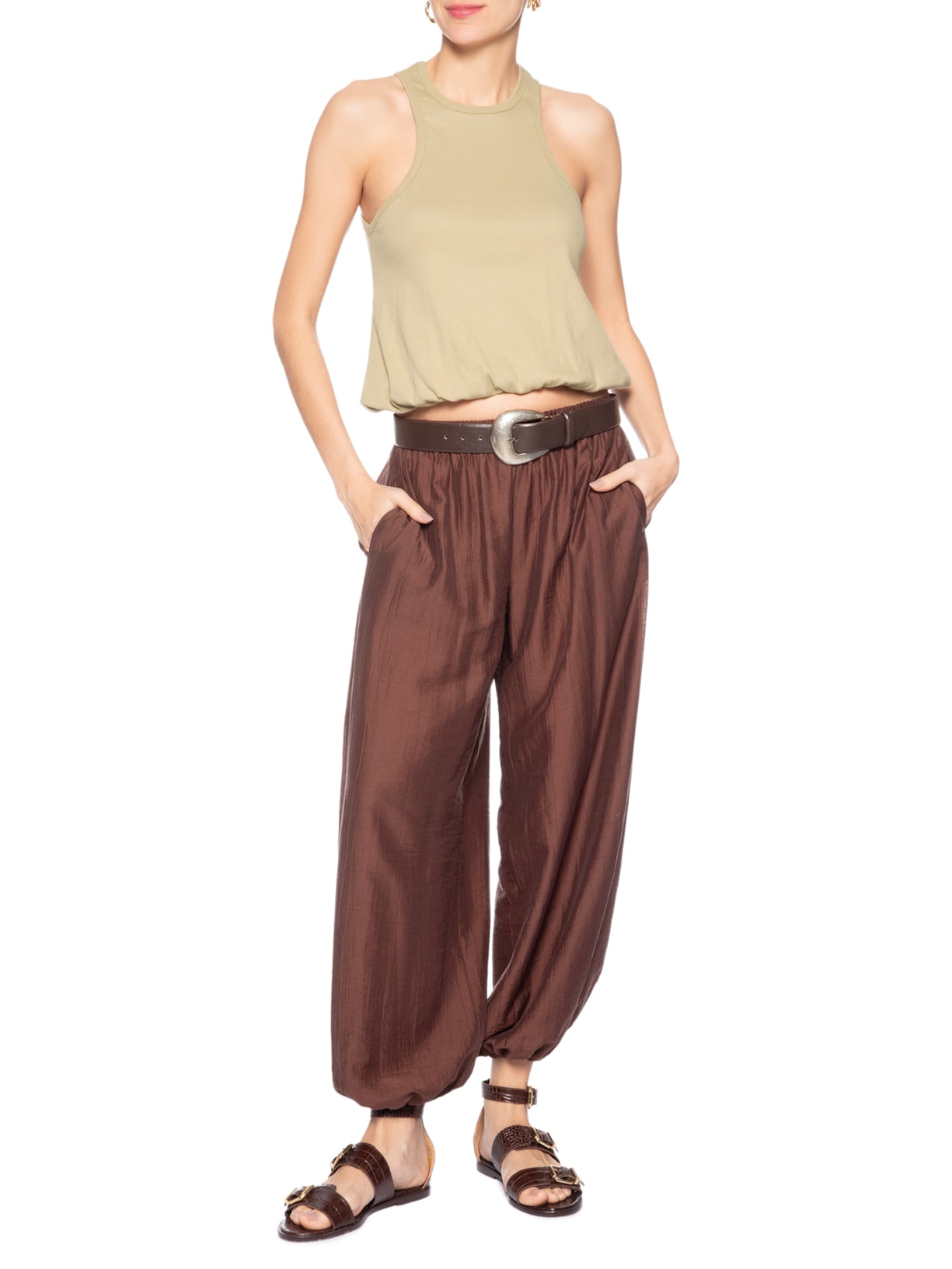 Regata Feminina Nadador Balonê Preto Animale Jeans