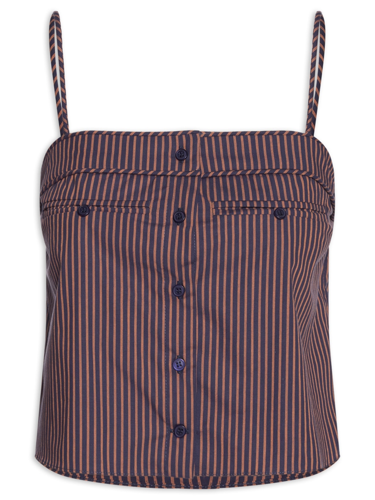 Regata Feminina Nara Listras Brick - Azul