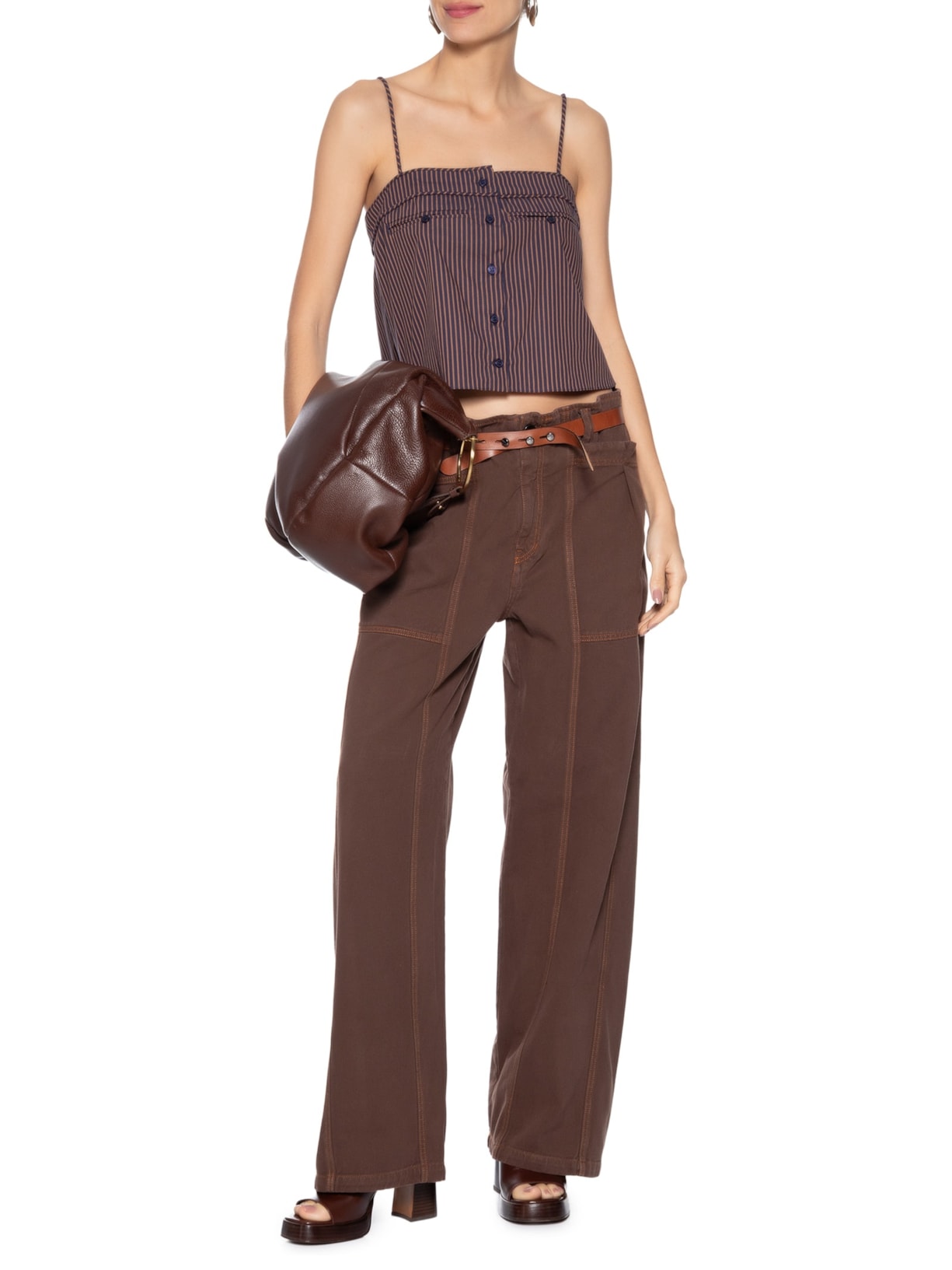 Regata Feminina Nara Listras Brick Azul Animale