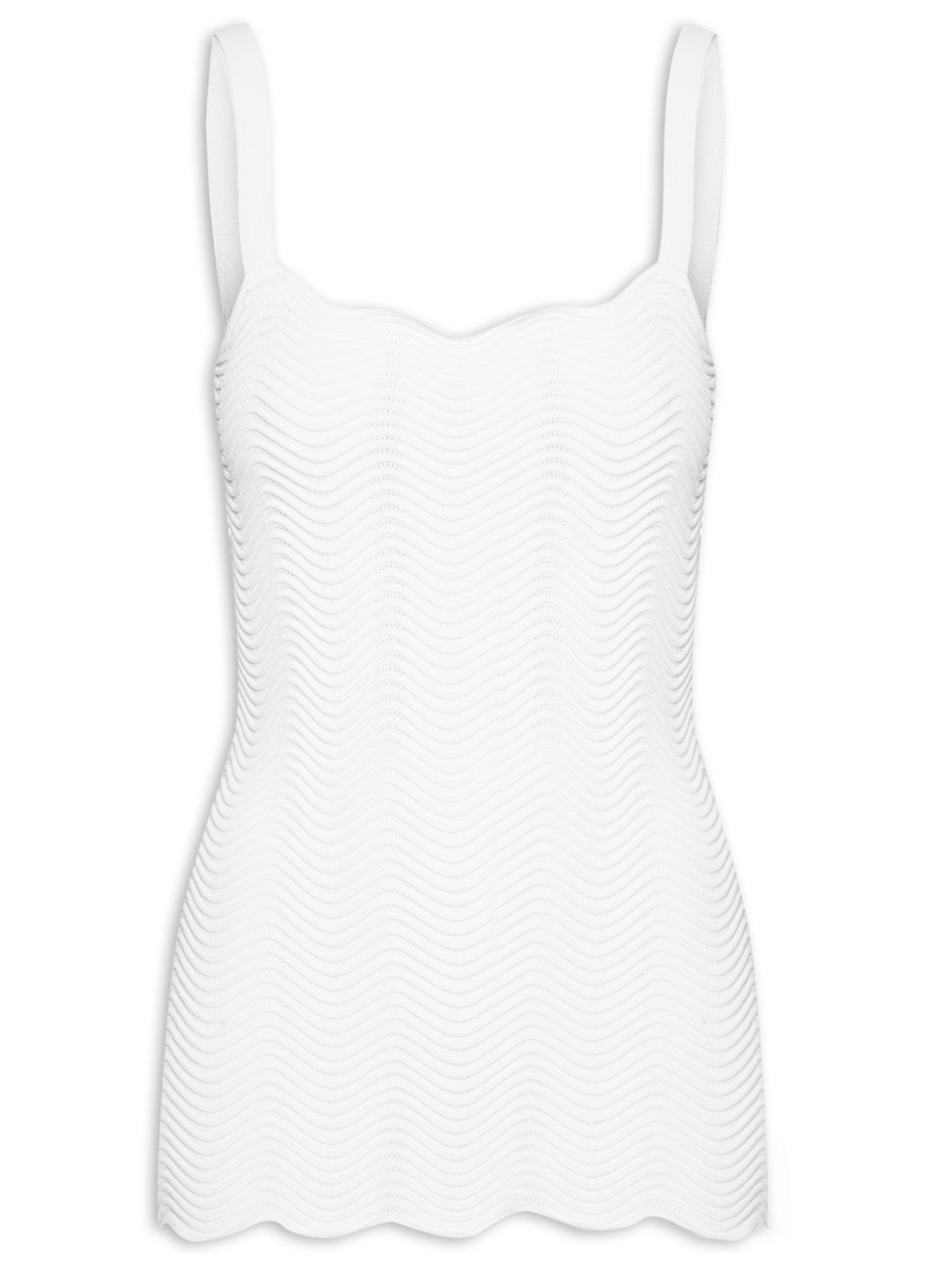 Regata Feminina Ondas Tricot Peplum - Branco