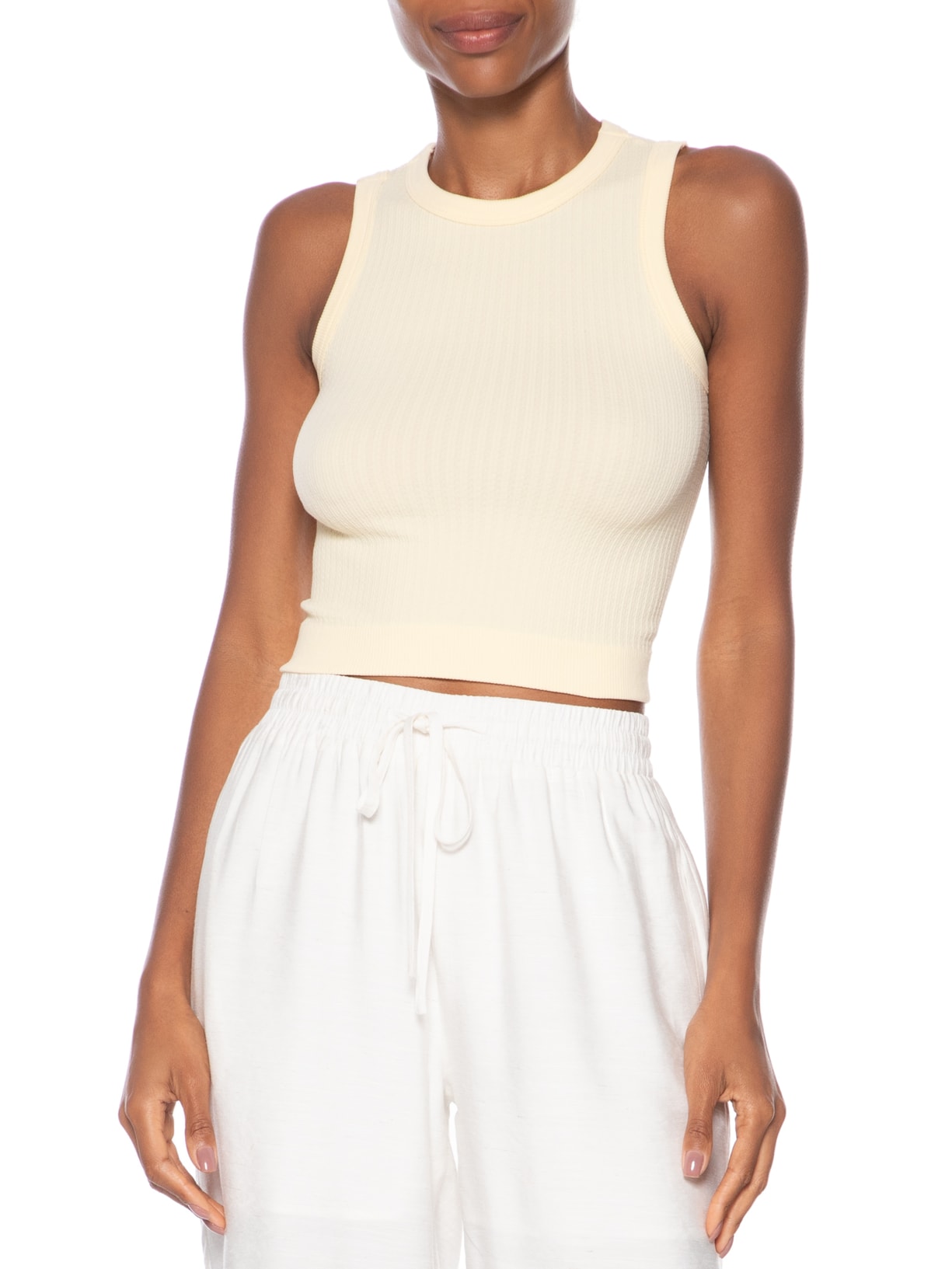 Regata Feminina Poliamida Básica Amarelo Basiq