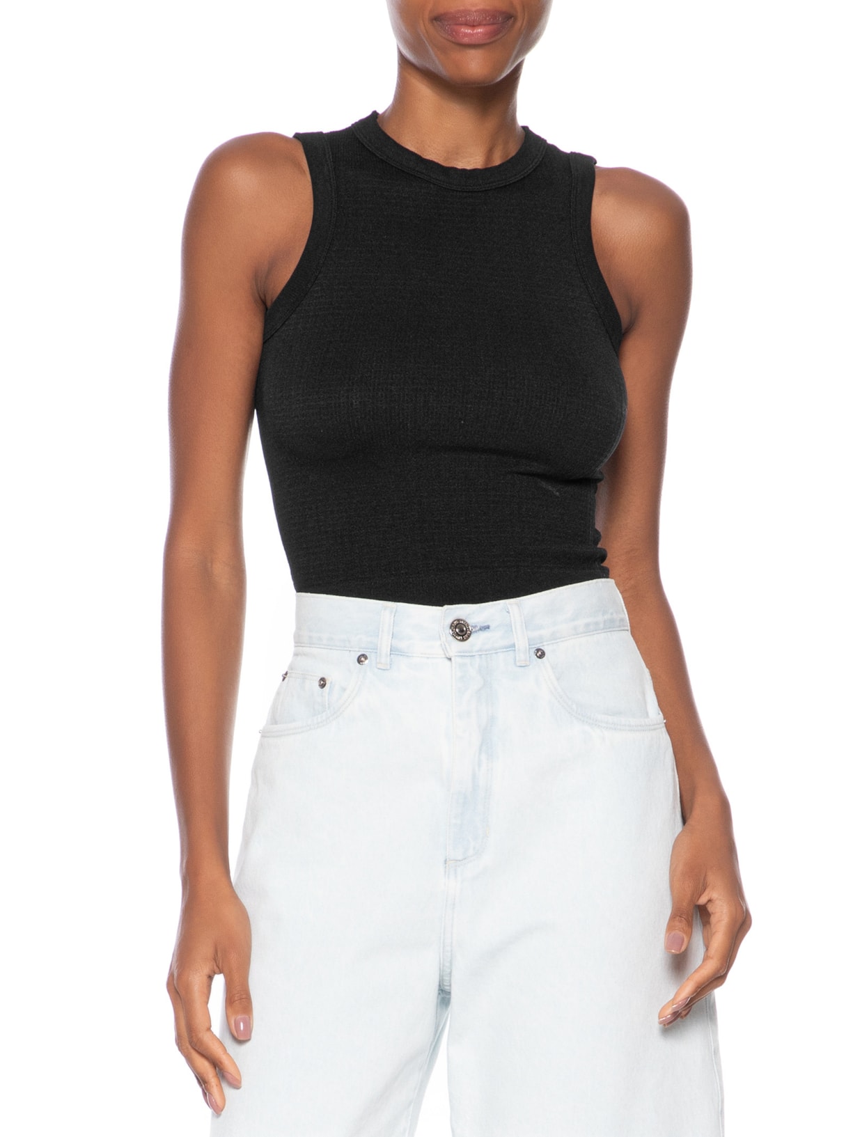 Regata Feminina Poliamida Básica Preto Basiq