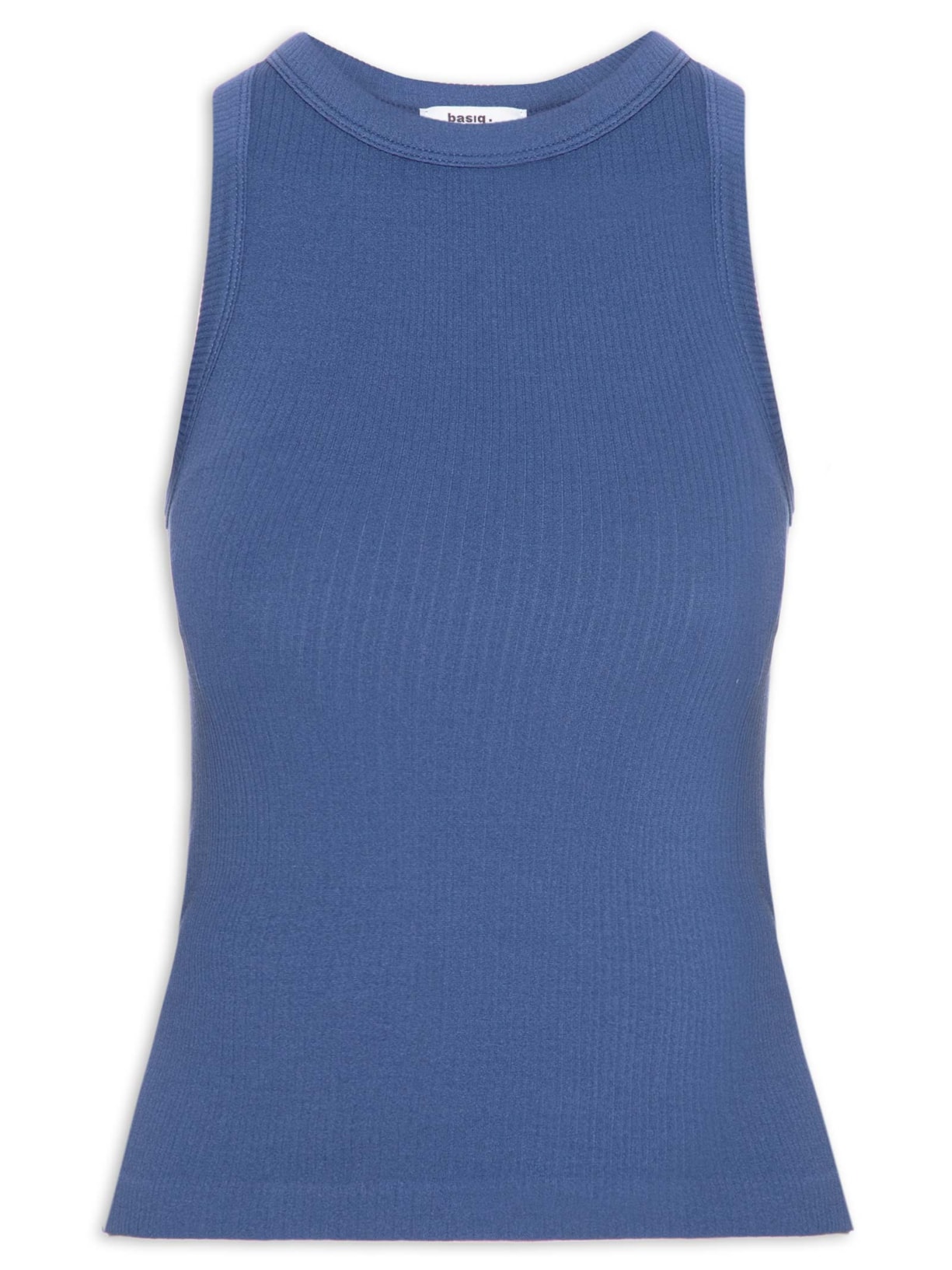 Regata Feminina Poliamida Canelada Azul Basiq