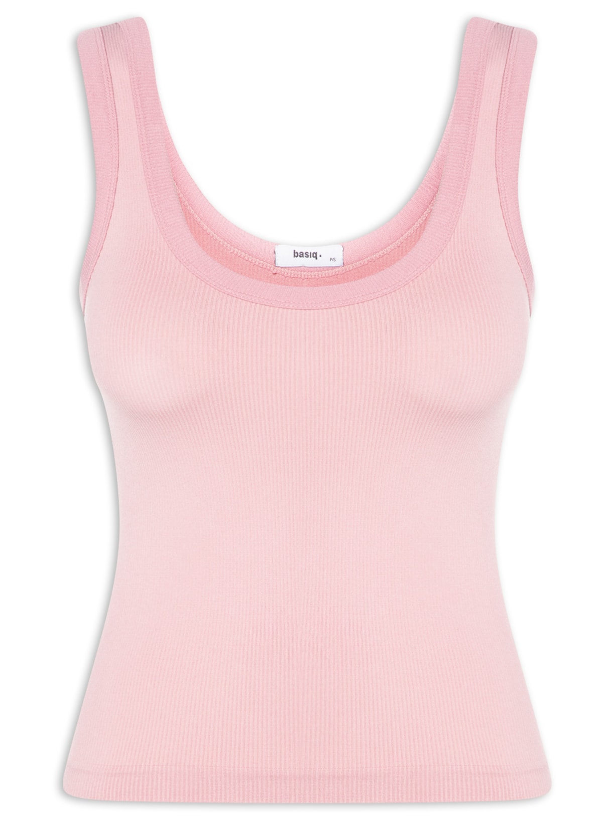 Regata Feminina Poliamida Canelada Decote em U - Rosa